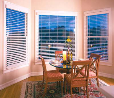 Faux Wood Blinds in dining room